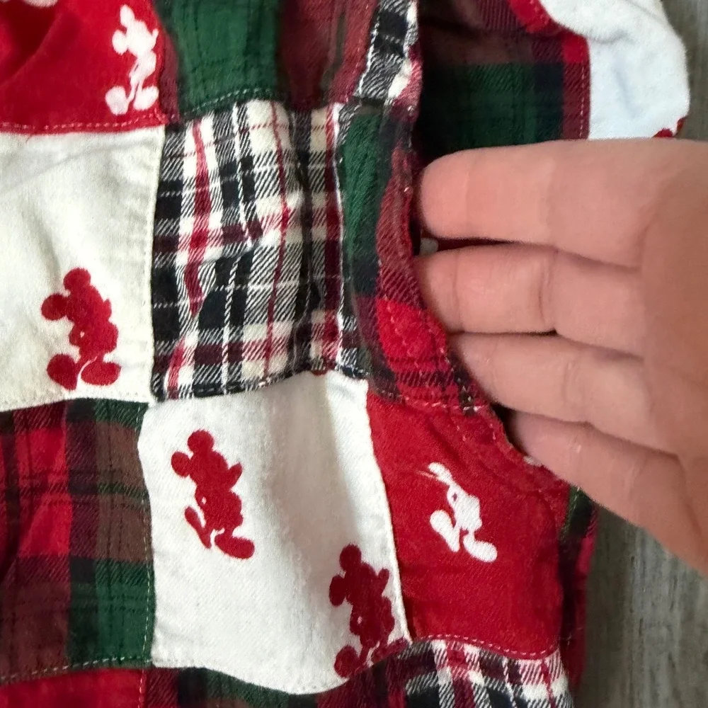Disney Parks Mickey Mouse Christmas Patchwork Plaid Flannel Pajama Pants XL Red - Picture 6 of 10
